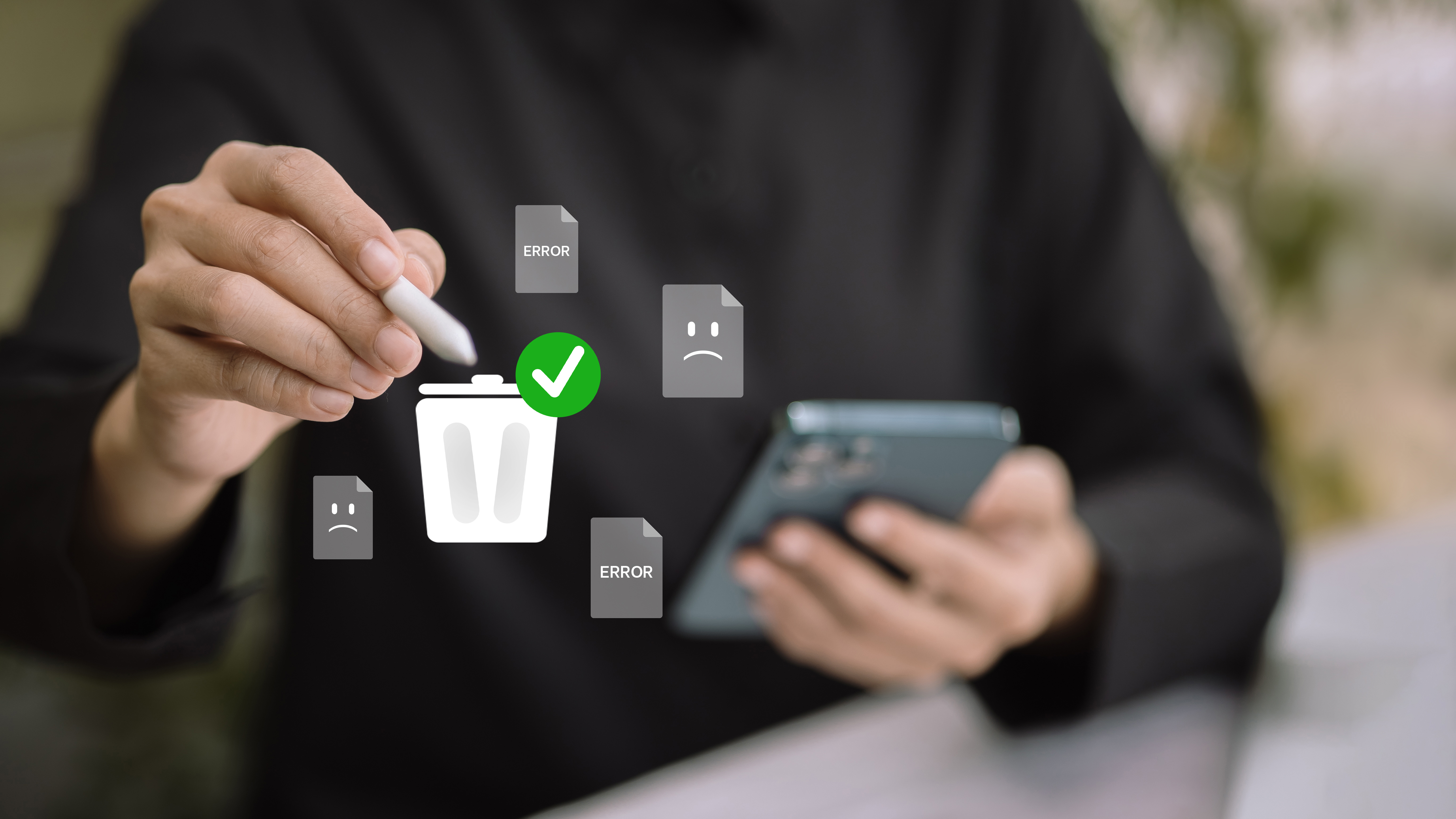 Digital file error removal and cleanup on mobile device